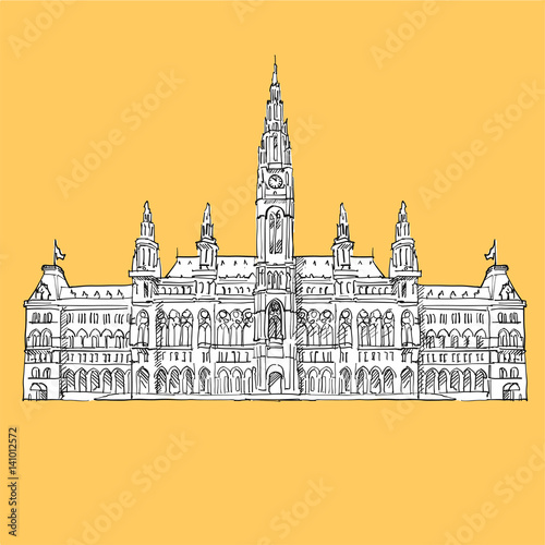 Vienna City Hall Vector Sketch