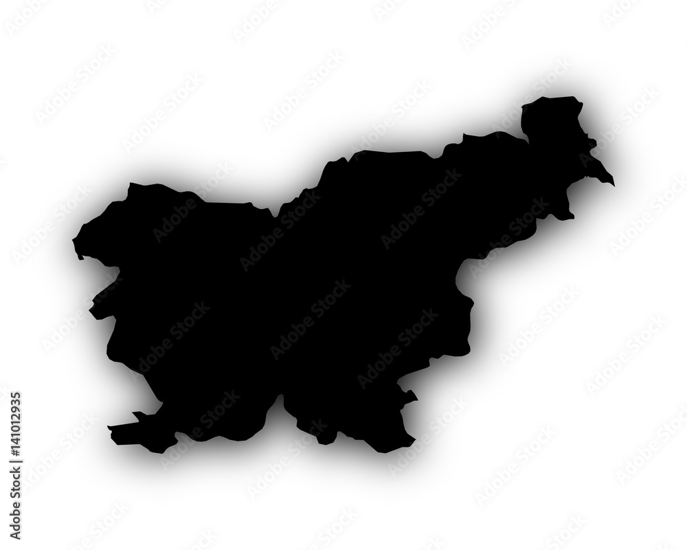 Karte von Slowenien mit Schatten Karte von Slowenien mit Schatten