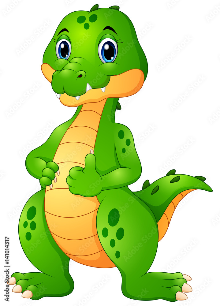 Naklejka premium Ładny krokodyl kreskówka dając kciuki do góry