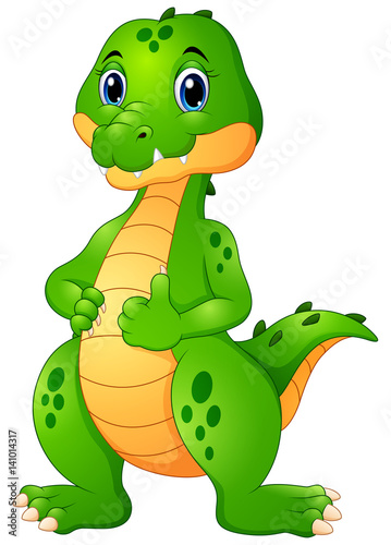 Cute crocodile cartoon giving thumbs up