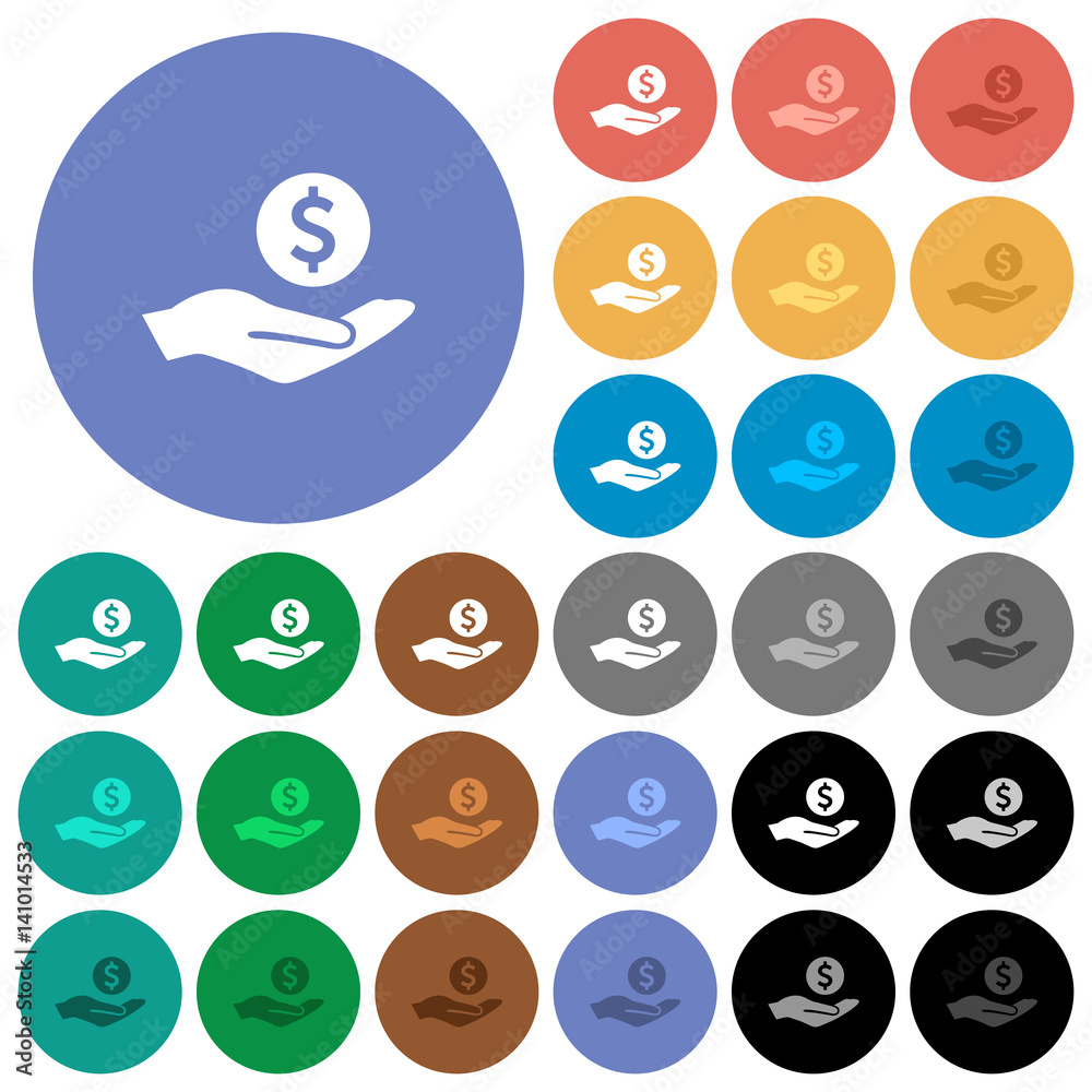 Dollar earnings round flat multi colored icons Dollar earnings round flat multi colored icons