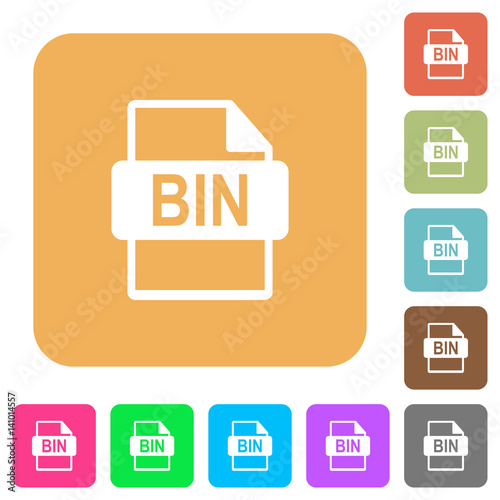 Bin file format rounded square flat icons