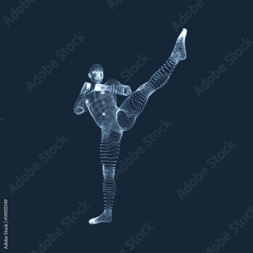 Kickbox Fighter Preparing to Execute a High Kick. Martial Arts Concept.