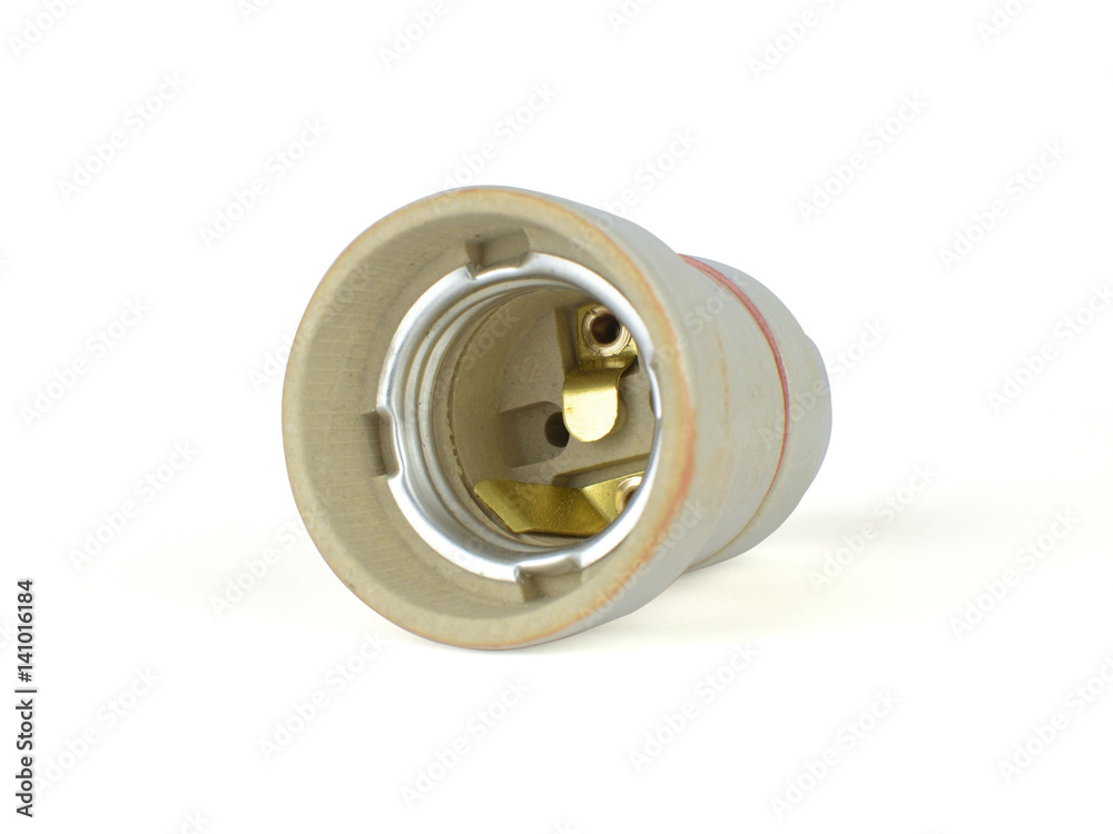 Ceramic light bulb socket isolated on white Ceramic light bulb socket isolated on white
