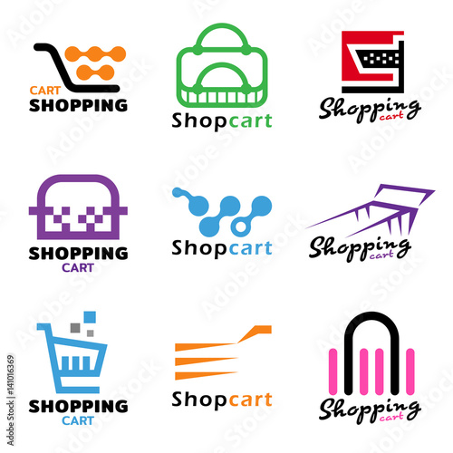 Shopping cart logo sign vector set design