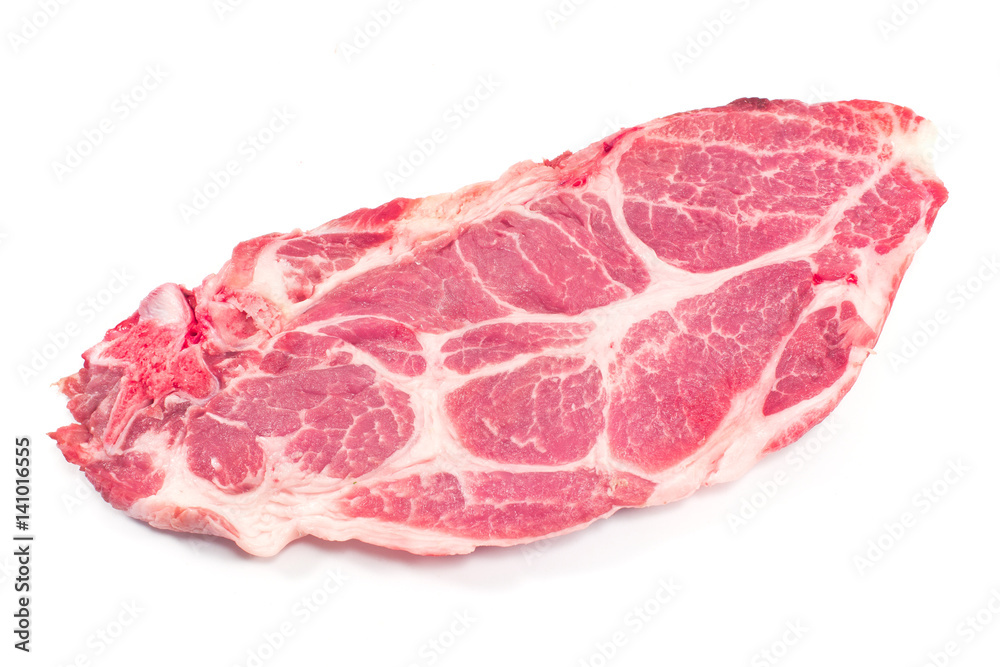 Pork neck chop meat isolated on white background