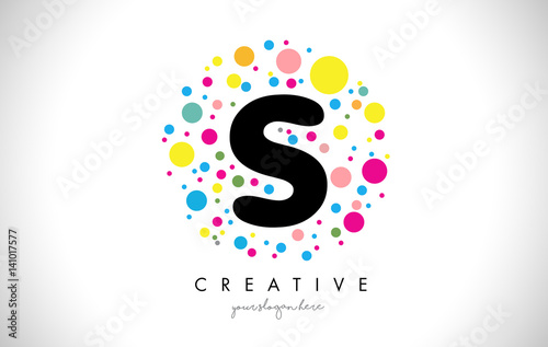 S Bubble Dots Letter Logo Design with Creative Colorful Bubbles.