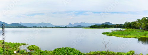 Panoramic Huai Mai Tai Reservoir in a beautiful day ,  Phetchaburi  , Thailand photo