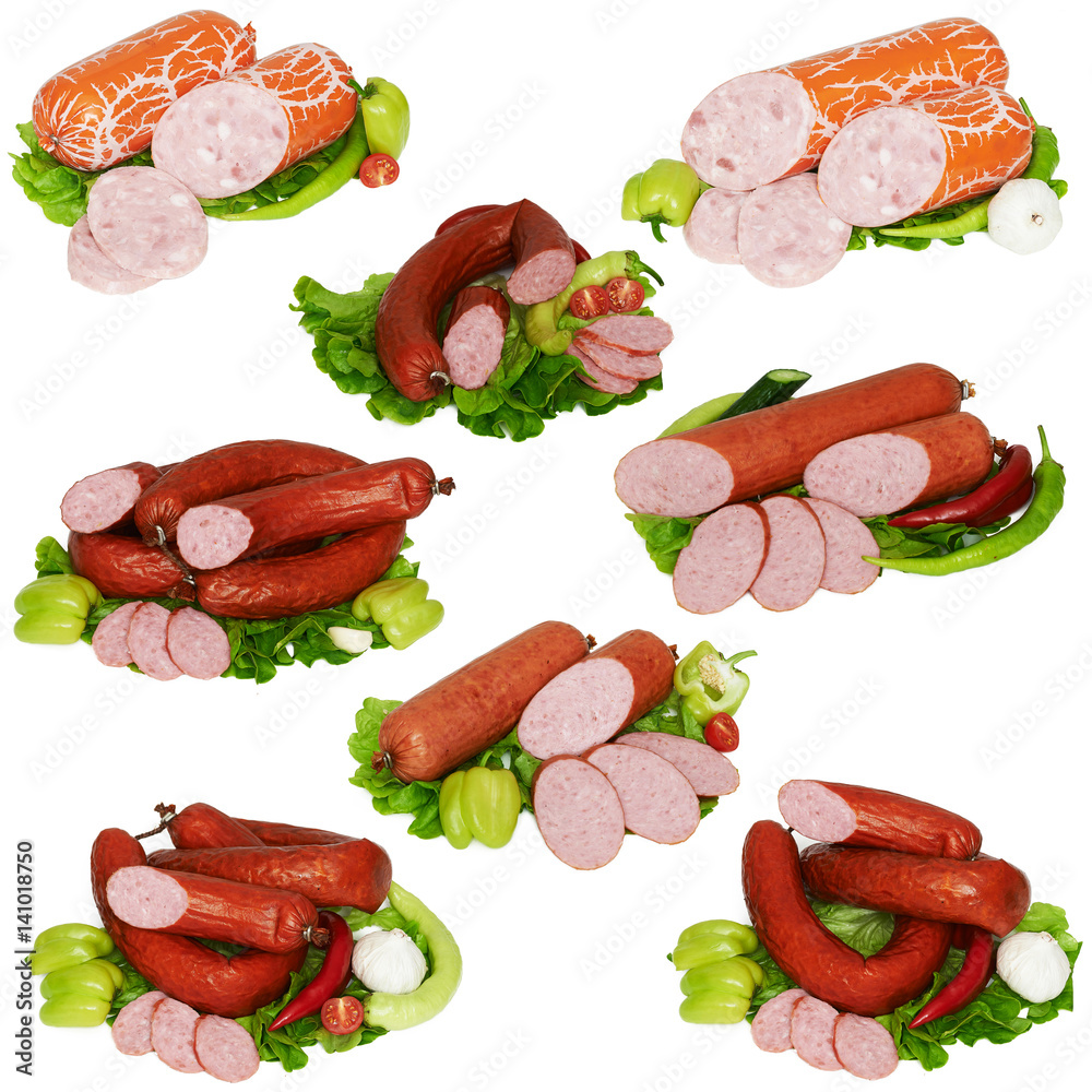 Fotografie Meat products including ham and sausages