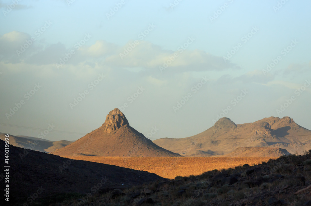 Beautiful Moroccan Mountain landscape in desert with blue sky