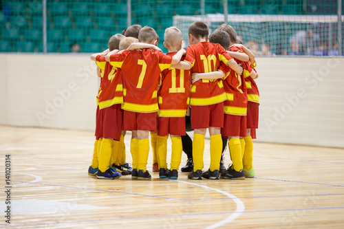 Kids Play Sports. Children Sports Team United Ready to Play Game