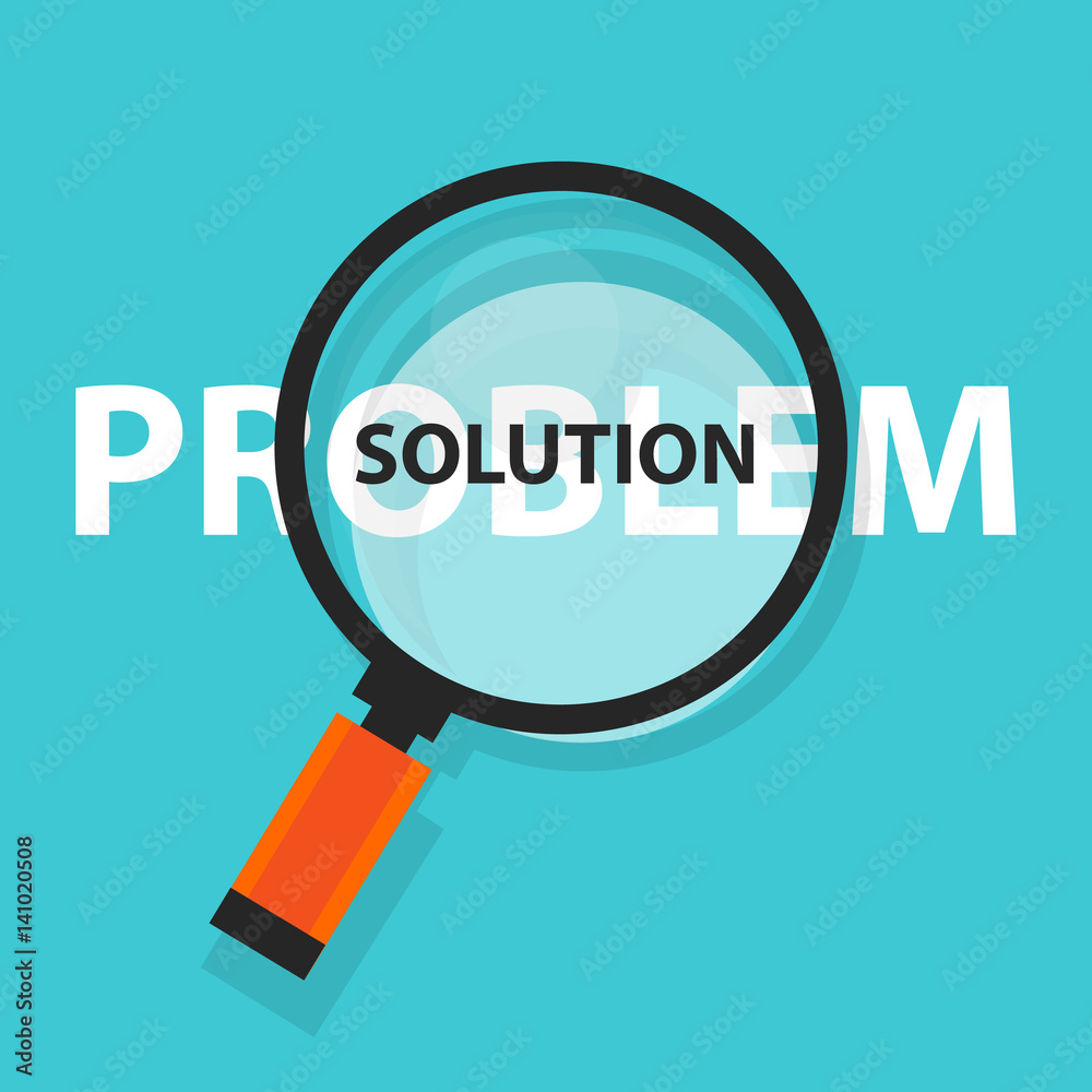 problem solution solving concept business analysis magnifying glass symbol problem solution solving concept business analysis magnifying glass symbol