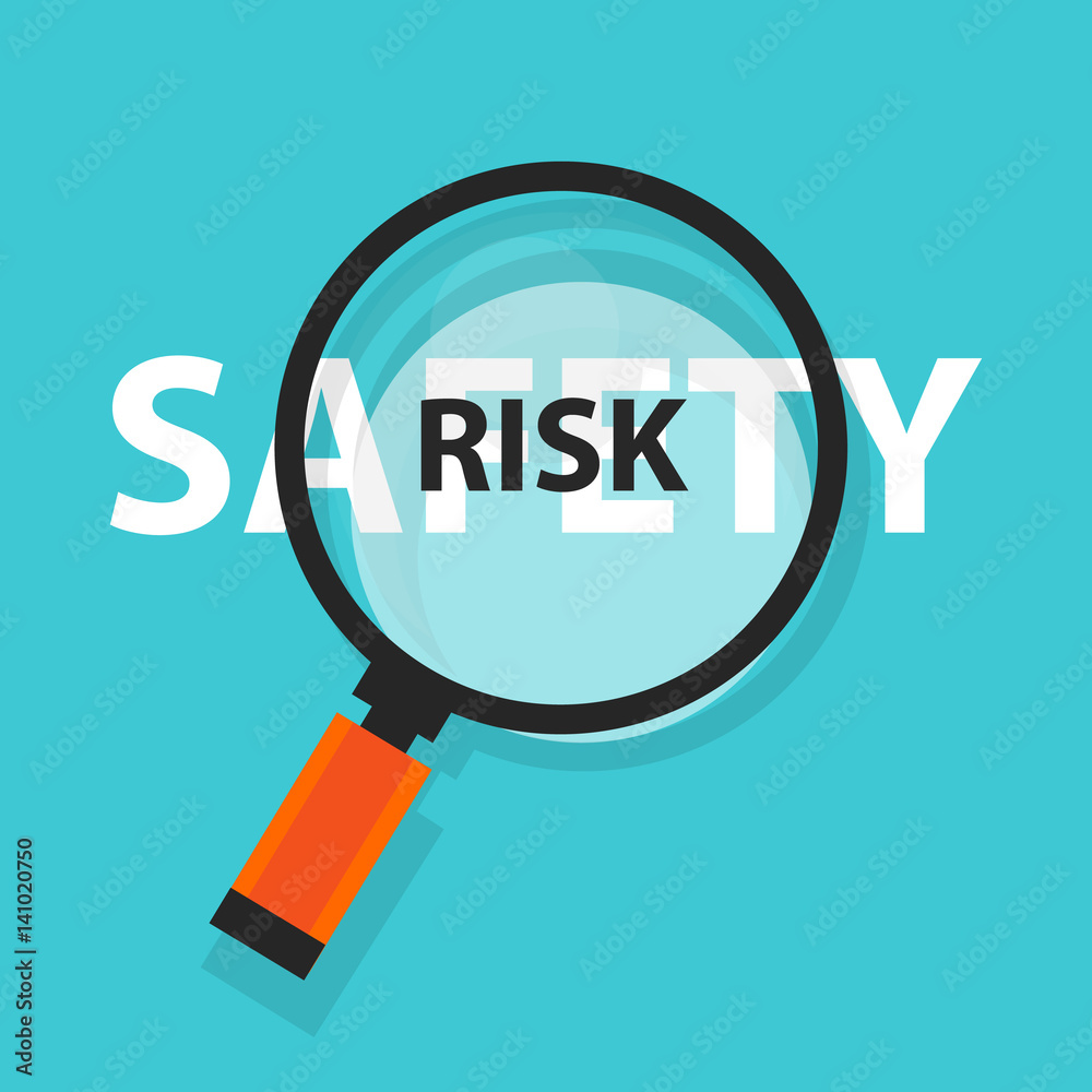 risk safety concept business analysis magnifying glass symbol risk safety concept business analysis magnifying glass symbol