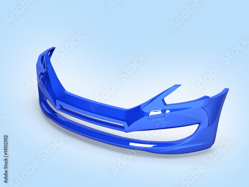 Photos front bumper of the car on blue gradient background 3d
