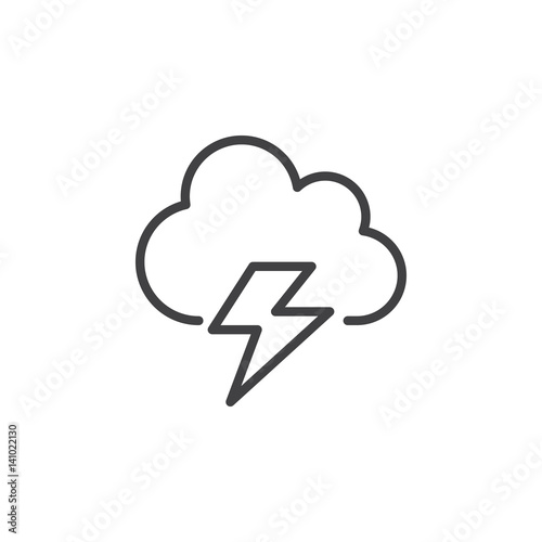 Cloud, lightning line icon, outline vector sign, linear style pictogram isolated on white. Symbol, logo illustration. Editable stroke. Pixel perfect