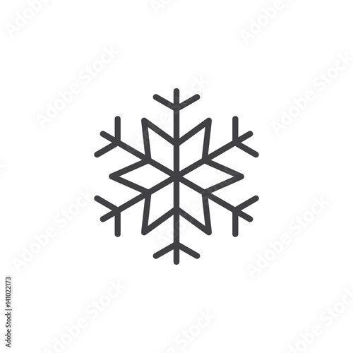 Snowflake, freeze line icon, outline vector sign, linear style pictogram isolated on white. Snow symbol, logo illustration. Editable stroke. Pixel perfect