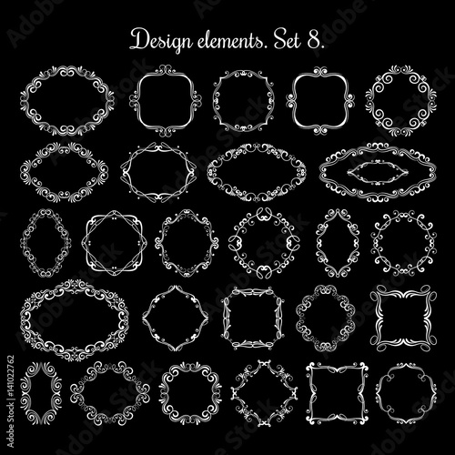 Floral oval and round victorian frames. Vector flourish vignette borders