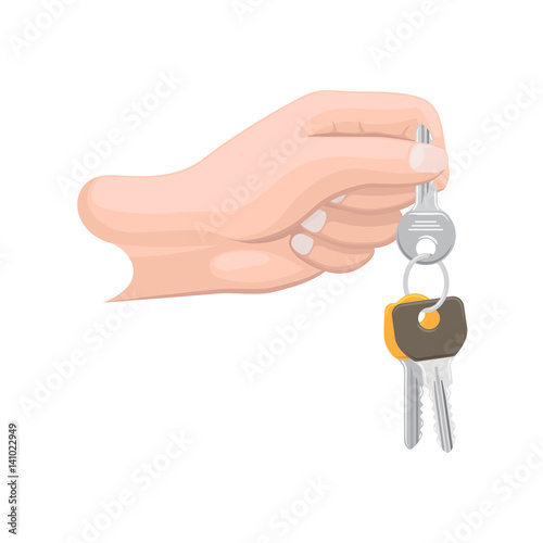 Arm Holds Bunch of Keys Isolated Illustration