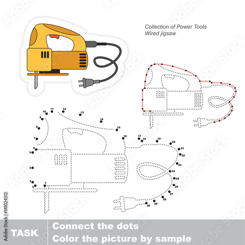 Electric power tool. Engine tools. Vector numbers game.