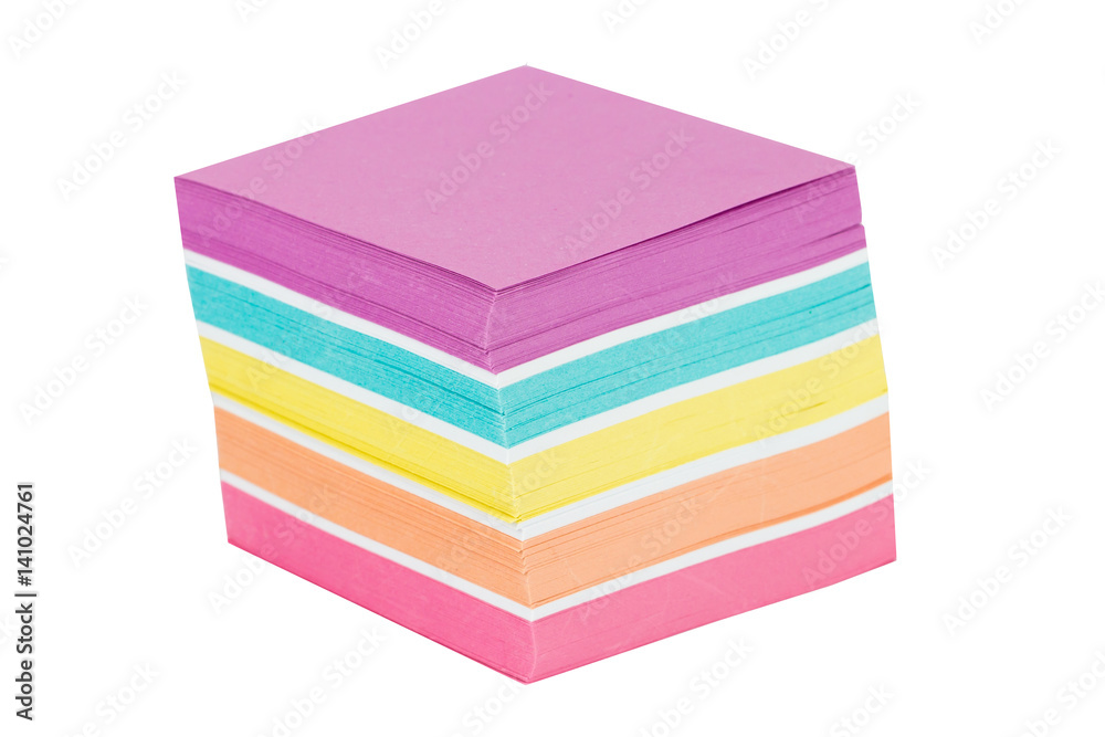 Note paper colorful isolated on a white background. Close up Note paper colorful isolated on a white background. Close up