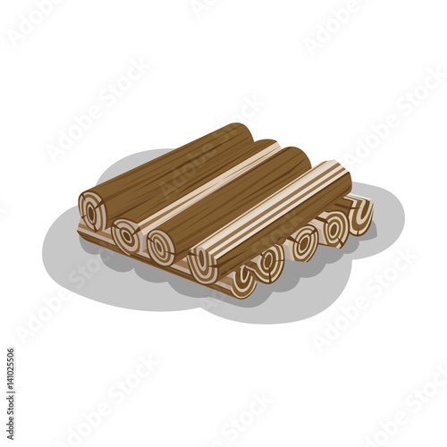 Stacked Wood Isolated Vector. Firewood Elements