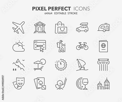 travel and tourism thin line icons 2