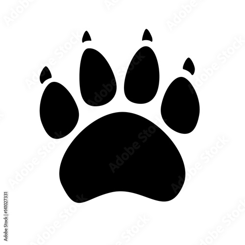 Black silhouette of animal footprints on white background. Cats and dogs paw icon.