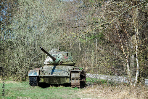 Battle tank in moor photo