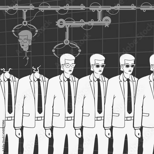 Vector Illustration of the Production of Human Clones