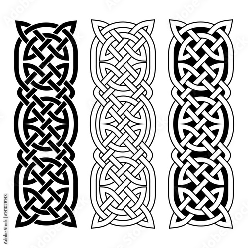 Celtic national ornament interlaced tape. Black ornament isolated on white background.