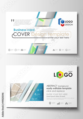 Business card templates. Easy editable layout. City map with streets. Flat design template for tourism businesses  abstract vector illustration.
