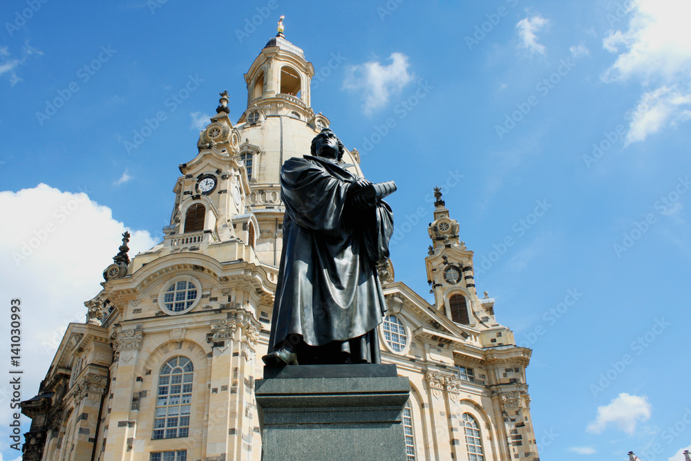 the Martin Luther statue in Dresden city - Germany