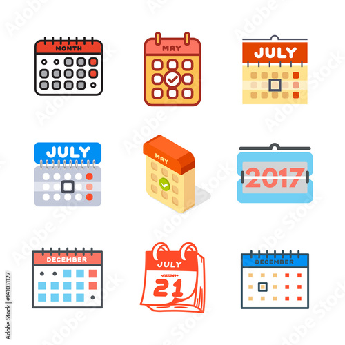 Vector calendar web icons office organizer business graphic paper plan appointment and pictogram reminder element for event meeting or deadline illustration.