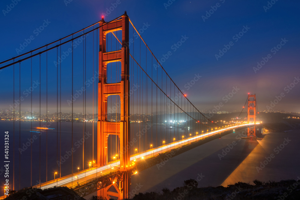 Golden Gate Bridge at night, San Francisco.