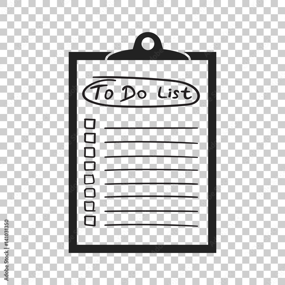Fototapeta premium To do list icon with hand drawn text. Checklist, task list vector illustration in flat style on isolated background.