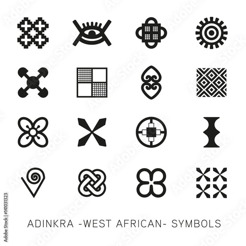 Set of akan and adinkra -west african- symbols vector
