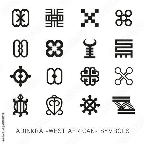 Set of akan and adinkra -west african- symbols vector
