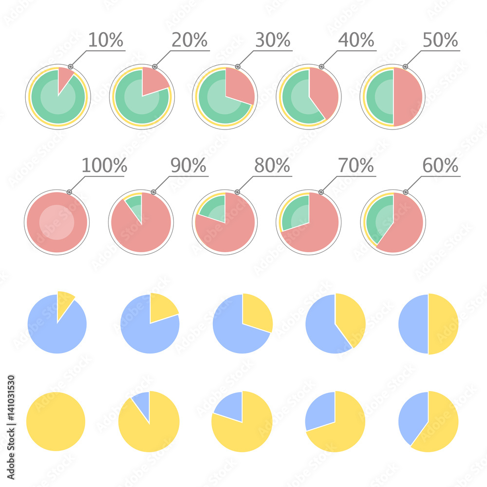 Pie chart statistic concept. Business flow process diagram. Infographic elements for presentation. Percentage vector infographics.