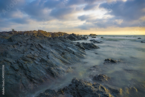 Beautiful scenery during sunrise at Pandak Beach located in Terengganu, Malaysia