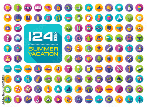 Summer icon set. Summertime. Vacation