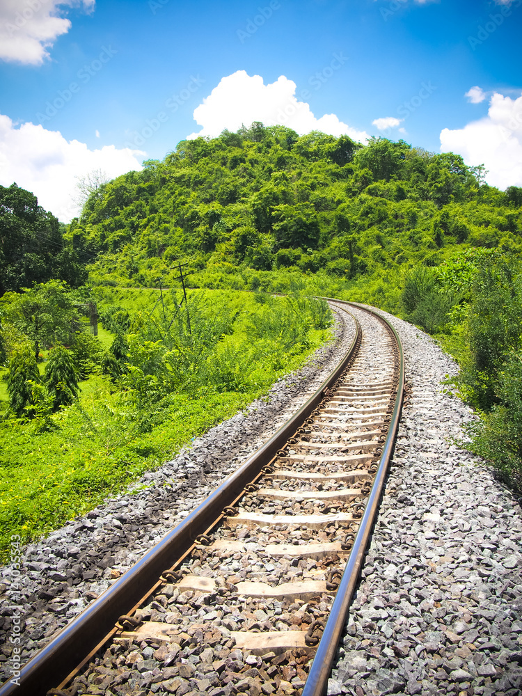 Railway track into the mountain