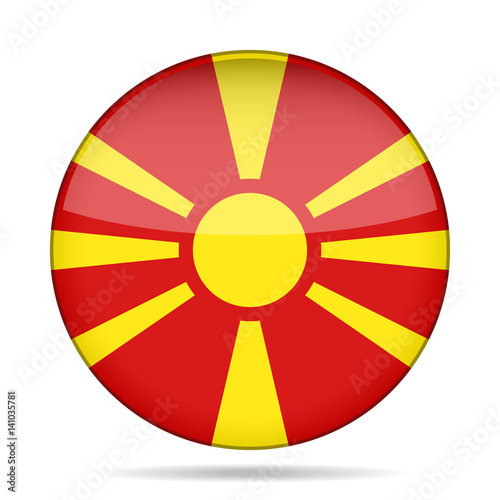 Flag of Macedonia. Shiny round button.