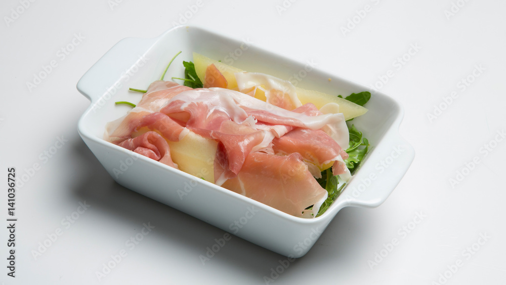 Prosciutto with yellow melon