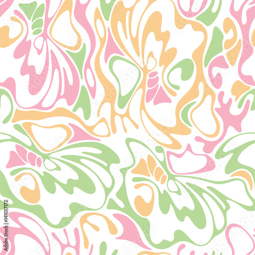 Vector color seamless swirl multicolor background. Pastel abstract floral texture.