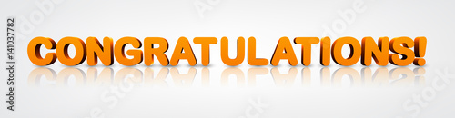 Orange congratulations 3d banner.