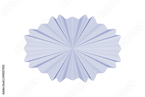 Guilloche decorative rosette element. Digital watermark. It can be used as a protective layer for certificate, voucher, banknote, money design, currency, note, check, ticket, reward etc