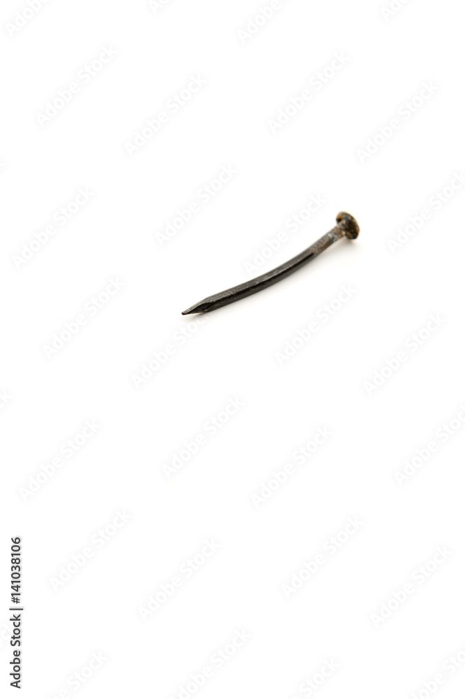 old rustic nail, isolated on white background old rustic nail, isolated on white background