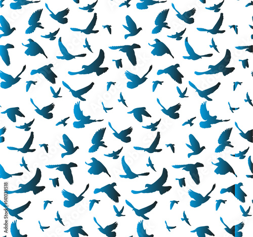 Vector, seamless pattern, silhouette of flying birds