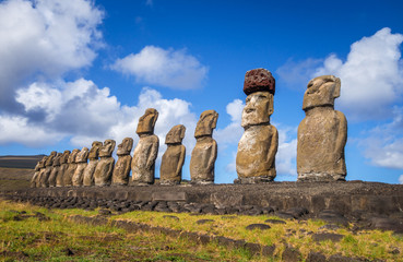 Moais statues, ahu Tongariki, easter island