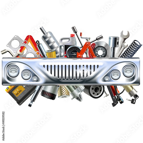 Vector Front Car Part with Car Spares